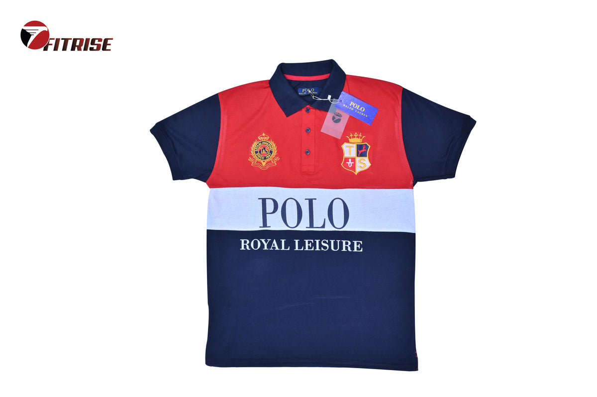 RL PREMIUM  POLO SHIRT -  NAVY BLUE + WHITE + RED