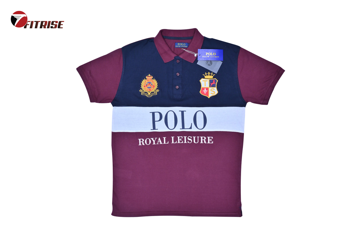 RL PREMIUM  POLO SHIRT - MAROON + NAVY BLUE+ WHITE