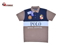 RL PREMIUM  POLO SHIRT - BROWN + NAVY BLUE+ WHITE