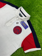 RL PREMIUM  POLO SHIRT - WHITE +BLACK + RED