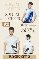 PREMIUM ADI DRIFIT Blue & White  (Only Shirts) - T-Shirt (Pack Of Two)